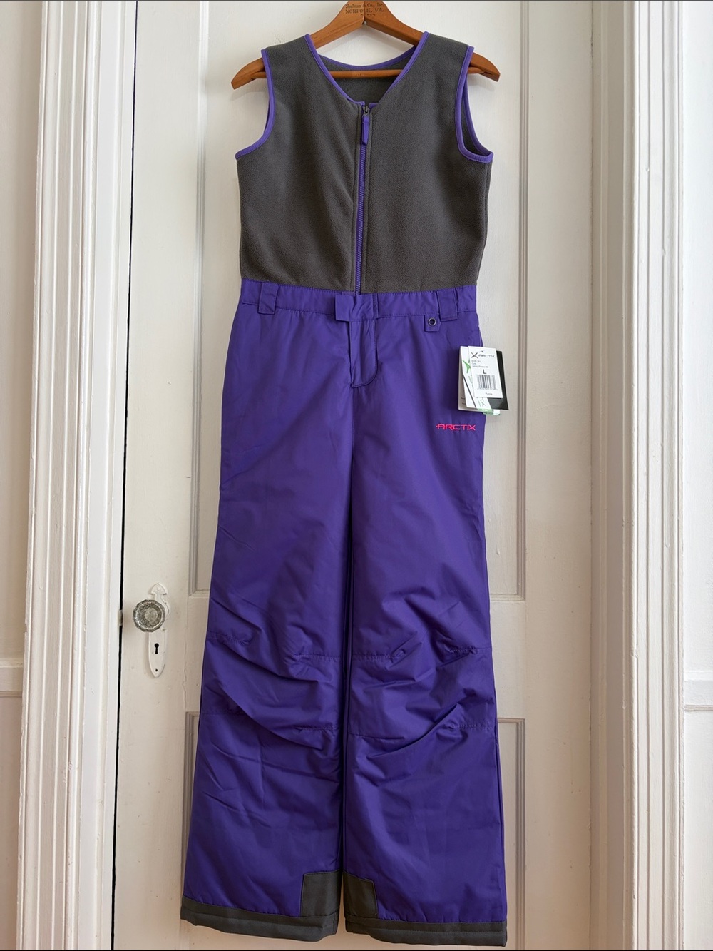 NWT Arctix Girls Infinity Fleece Bib Purple L 14 - 16 Winter Sports Snowsuit
